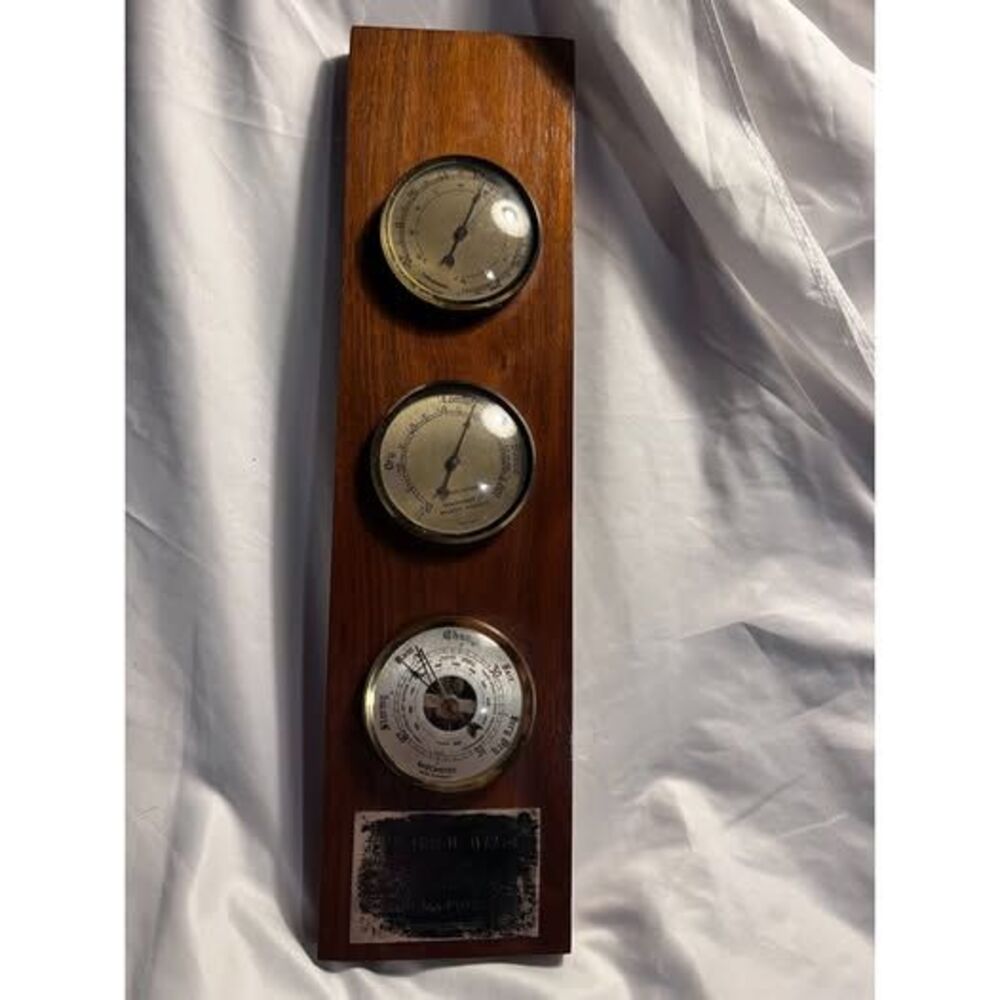 Vintage Vertical 3 Weather Station Temperature Barometer Hygrometer